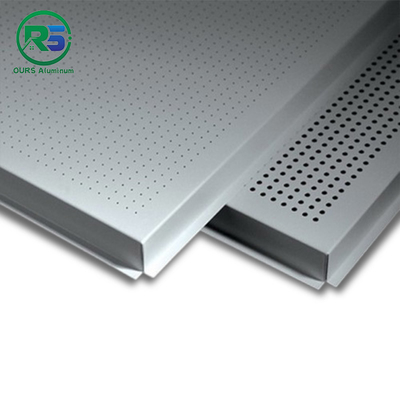 0.7mm Thickness Lay In Metal Ceiling Tiles Standard Hollow CNC Perforated Pattern